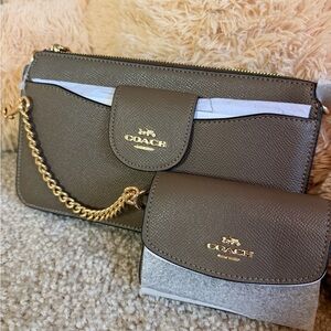 Coach Brown and Gray Crossbody Bag Set